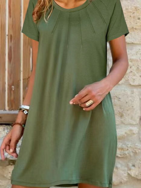 Jersey Crew Neck Casual Loose Dress