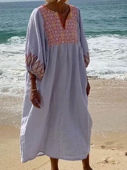 Geometric Printing Vacation Loose Dress