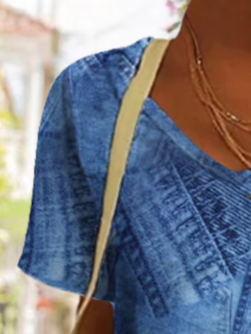 Plus Size Loose Casual Knitted T-Shirt