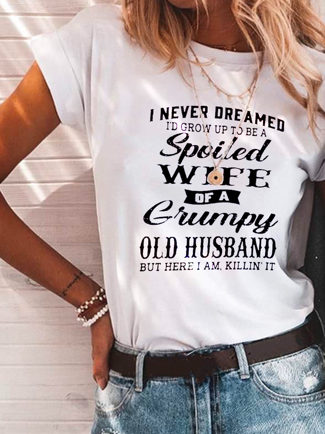 Loose Sentence Casual Crew Neck T-Shirt