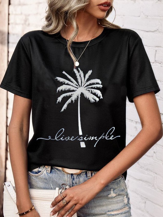 Coconut Tree Printing Casual T-Shirt