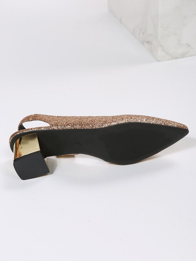 Party Glitter Chunky Heel Slingback Shoes
