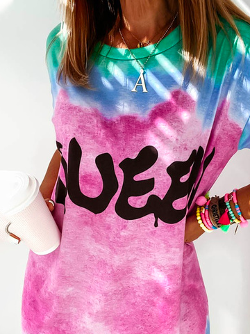 Loose Sentence Casual Crew Neck tunic Dress
