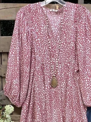 Loose Abstract Polka Dots V Neck Shirt