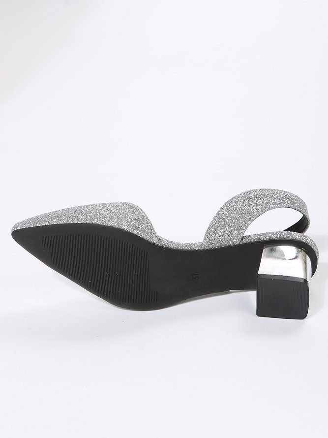 Party Glitter Chunky Heel Slingback Shoes
