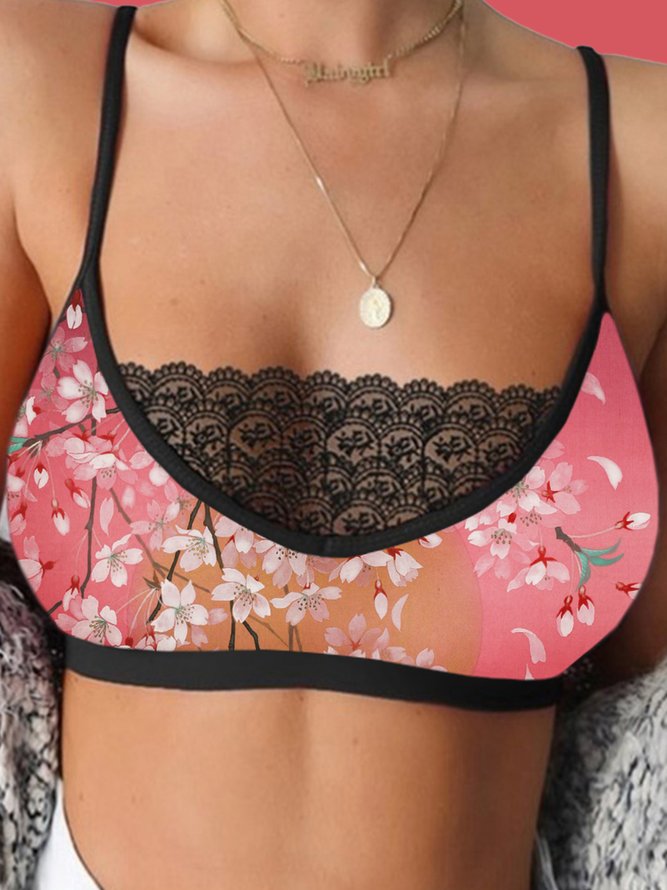 Sexy Sheer Lace Cherry Blossom Camisole Bra
