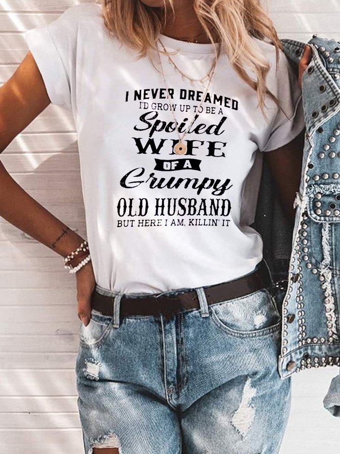 Loose Sentence Casual Crew Neck T-Shirt