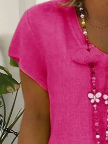 Plus Size Loose Vacation V Neck Dress