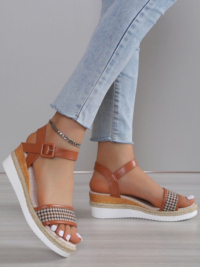 Woven Houndstooth Resort Wedge Sandals