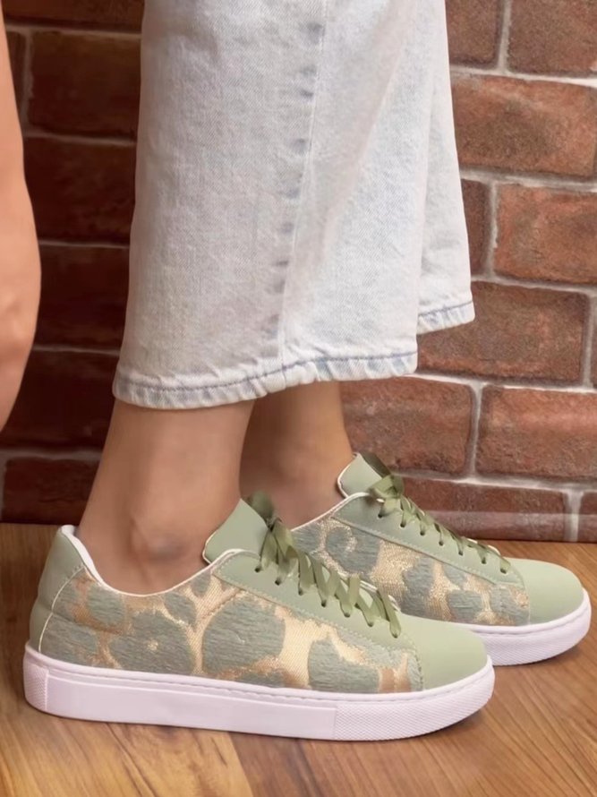 Color Block Printed Split Joint Lace-Up Skate Shoes