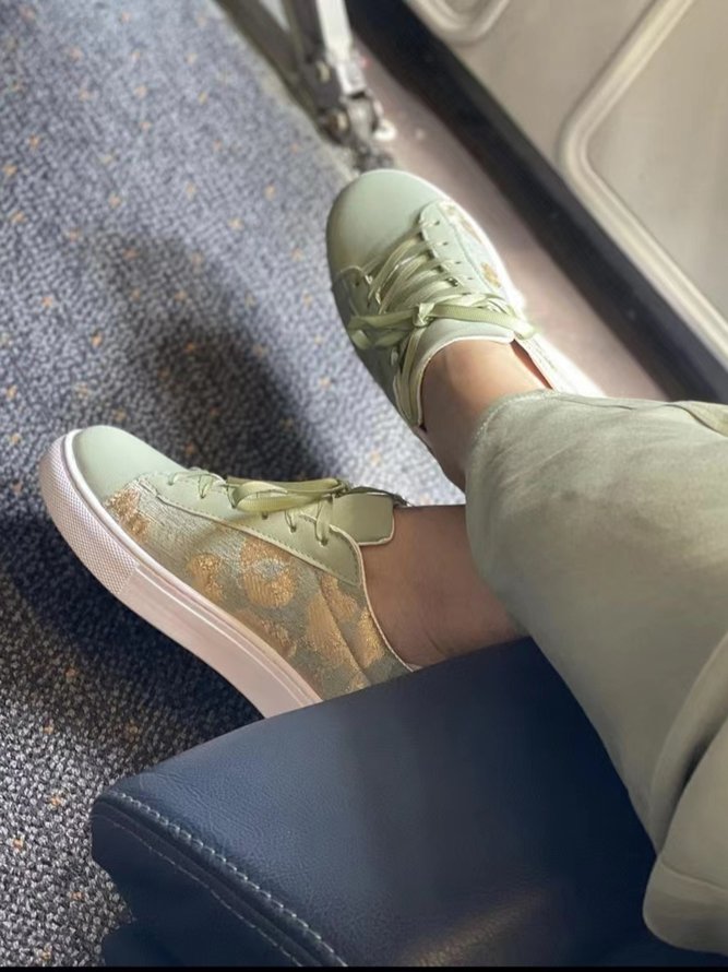 Color Block Printed Split Joint Lace-Up Skate Shoes
