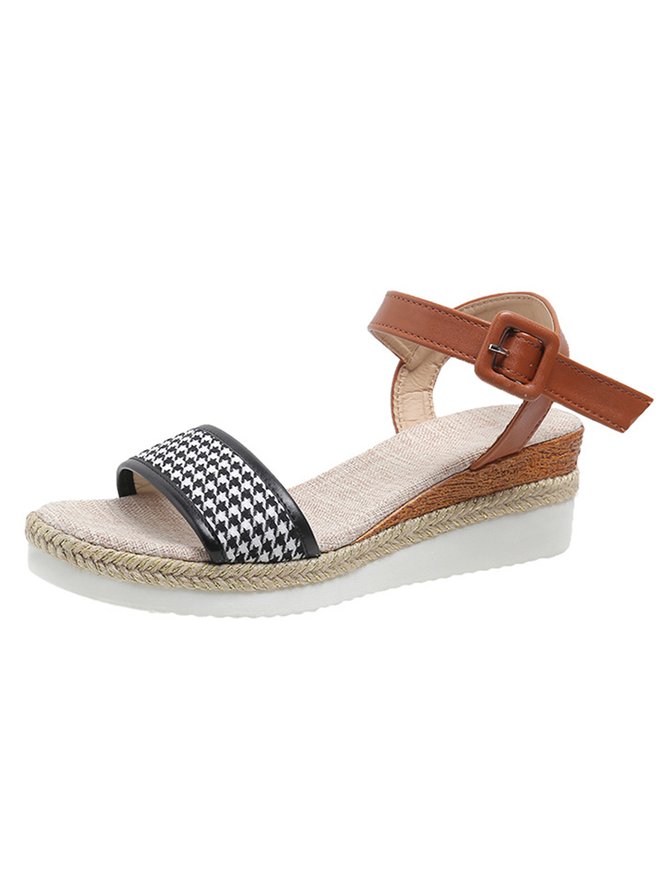 Woven Houndstooth Resort Wedge Sandals