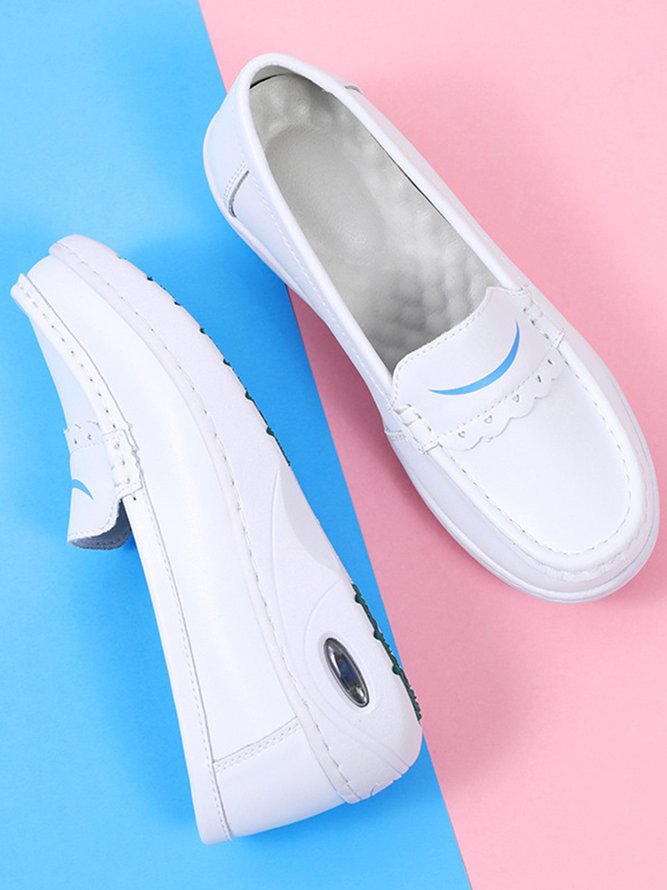 White Comfort Air Cushion Nurse Professional Loafers