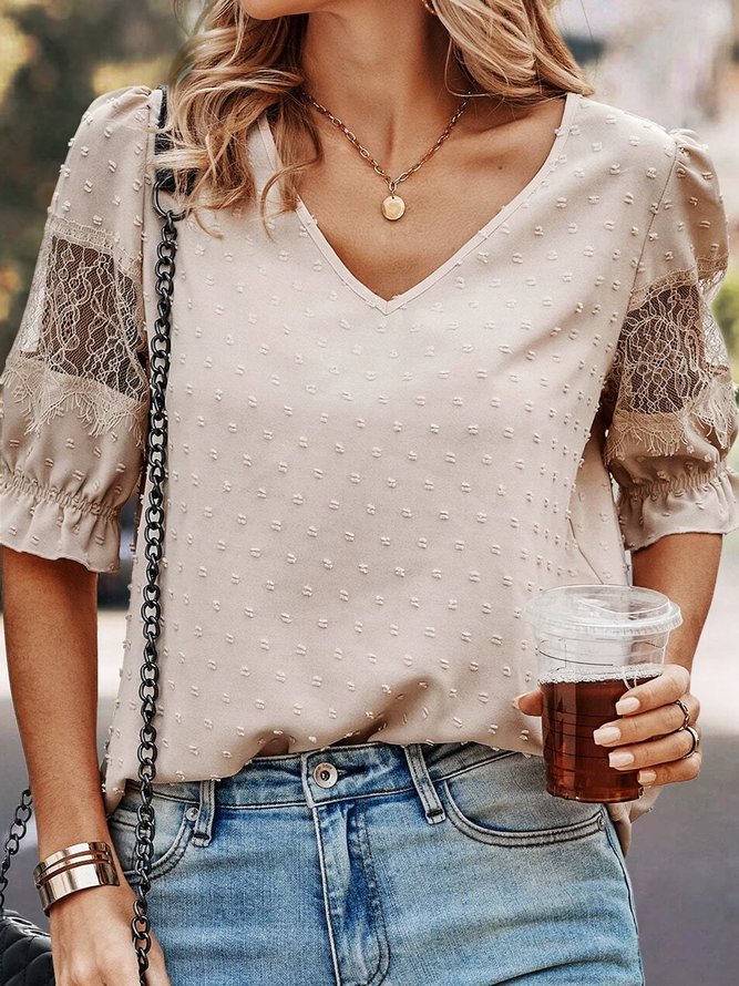 Loose Others Casual Lace T-Shirt