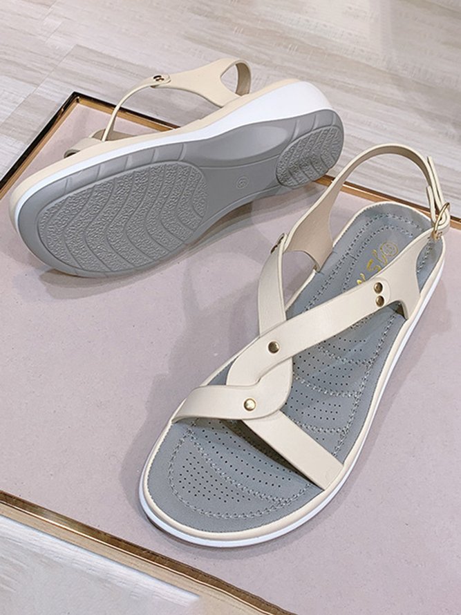 Cross Strap Casual Massage Wedge Sandals