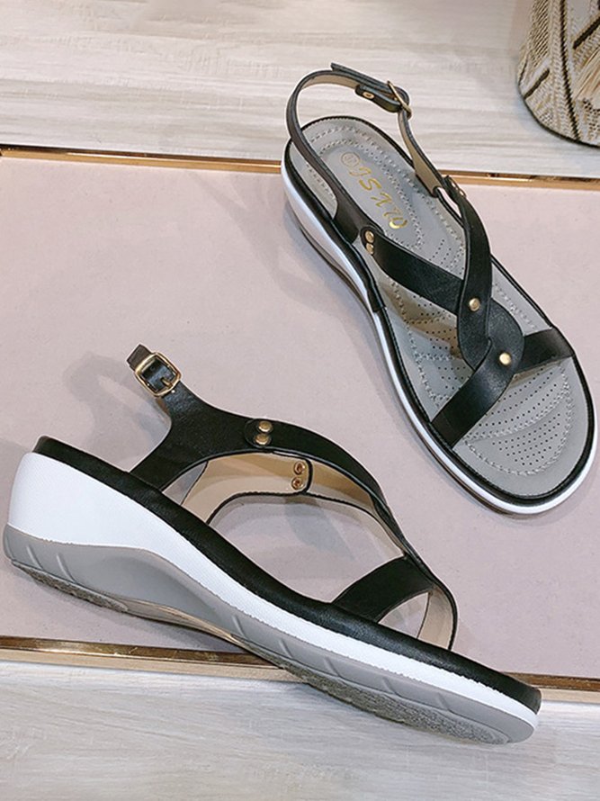 Cross Strap Casual Massage Wedge Sandals