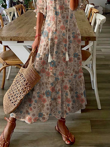 Casual Floral Half Sleeve Dress