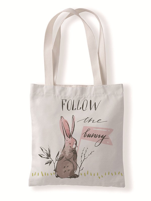 Easter Bunny Egg Pattern Canvas Tote Bag Environmentally Friendly Reusable