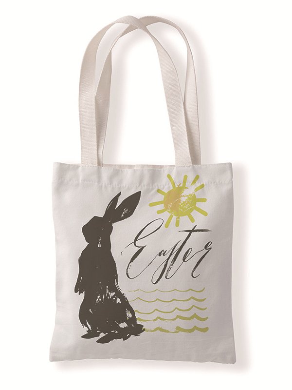 Easter Bunny Egg Pattern Canvas Tote Bag Environmentally Friendly Reusable