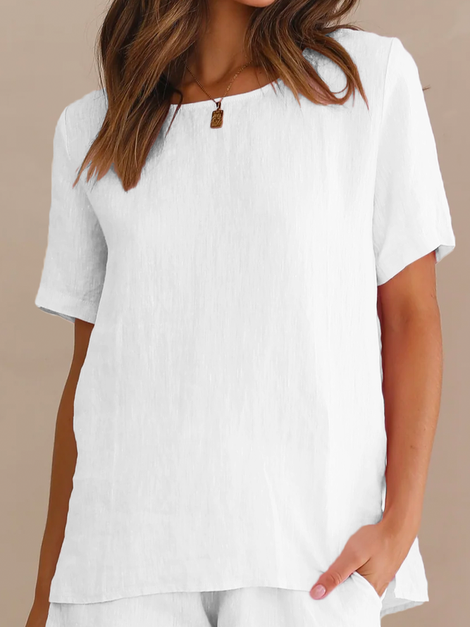 Casual Crew Neck Two-Piece Set