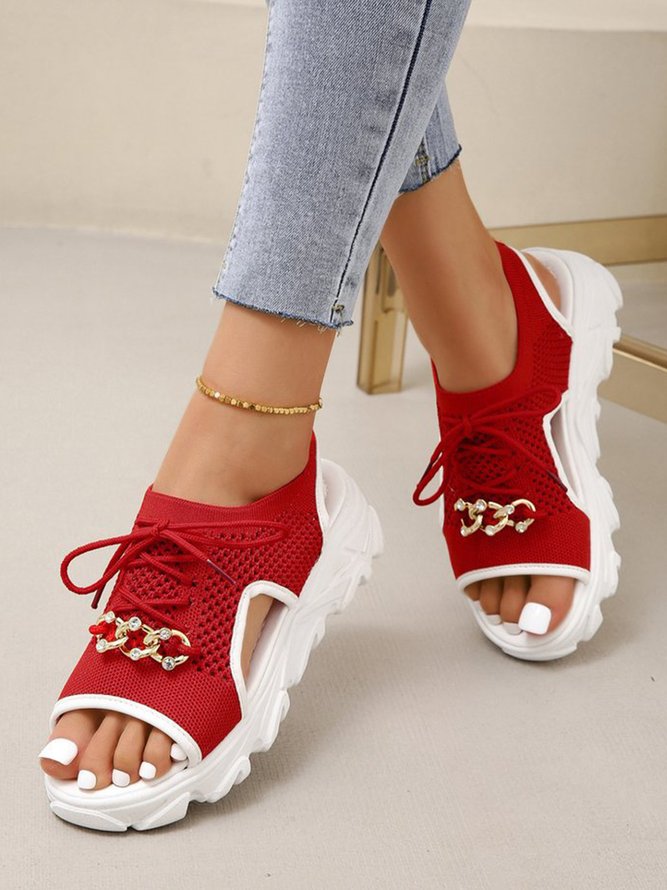 Metal Chain Decor Wearable Slip On Sports Sandals
