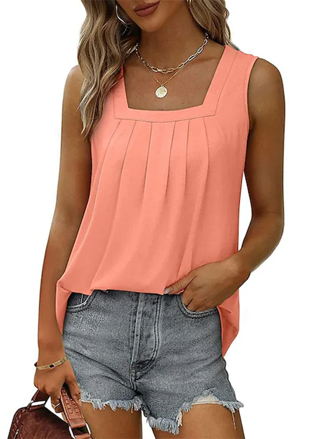 Square Neck Simple Tank Top