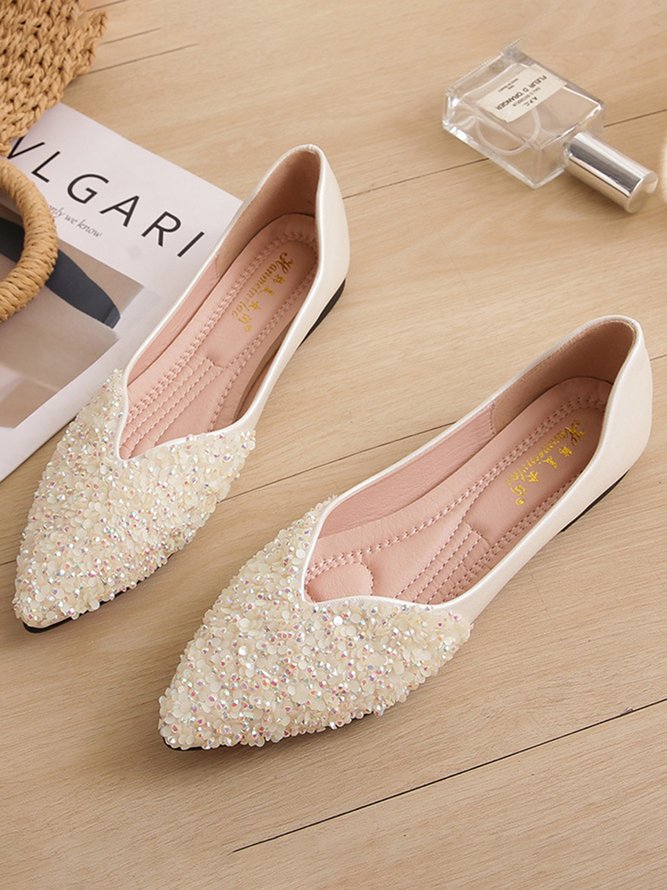 Fashion Party Rhinestone Pointed Toe Flats