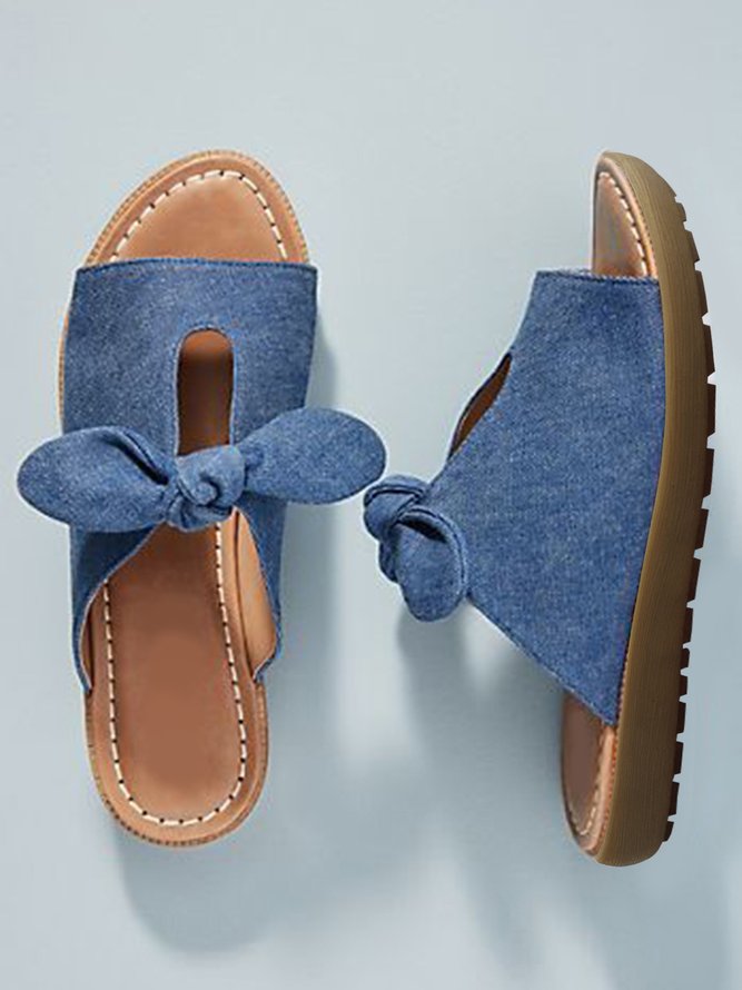Comfortable Soft Bottom Fashion Knotted Blue Denim Sandals