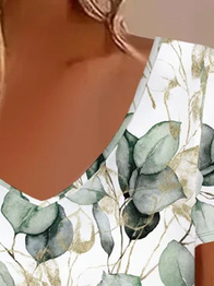 Plus Size Leaf Casual Loose Knitted T-Shirt