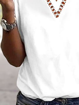Plus Size V Neck Plain Loose Casual T-Shirt