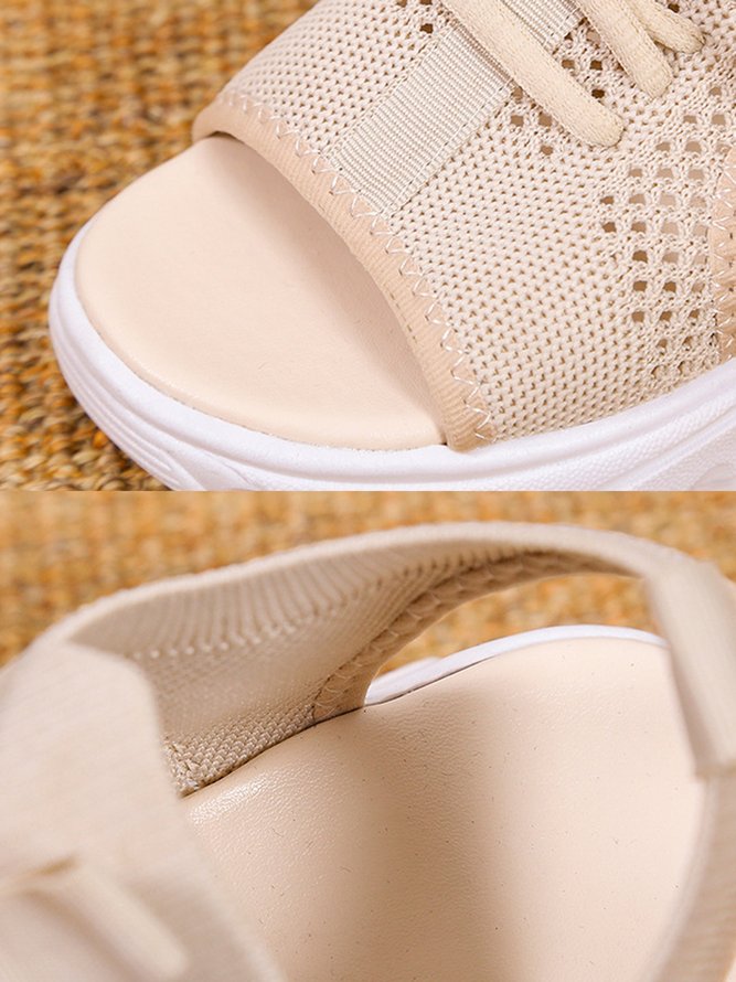 Breathable Hollow Out Lace Up Front Slip On Sports Sandals