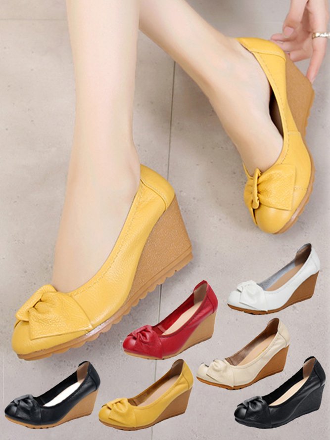 Comfortable Soft Sole Bow Wedge Shoes