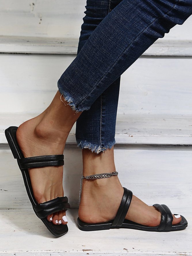 Plain Stripe Reversible Sandals