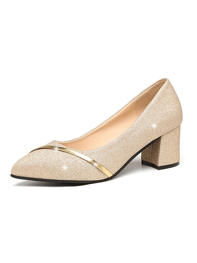 Elegant Glitter Chunky Heel Dress Shoes