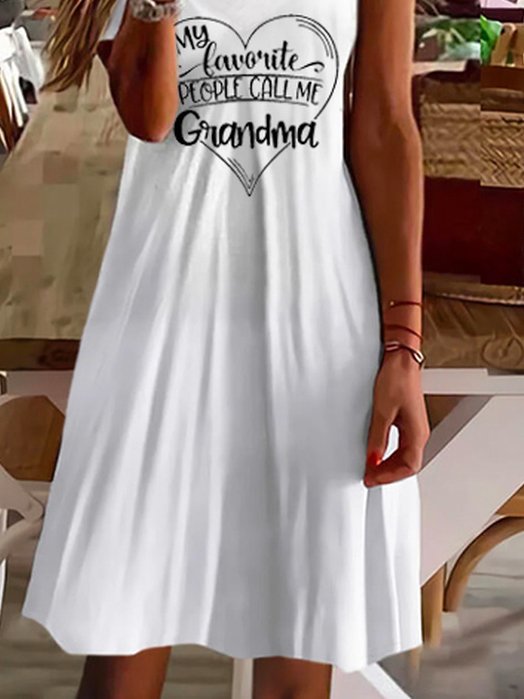 Mother's Day Casual Jersey Text Letters V Neck Dress
