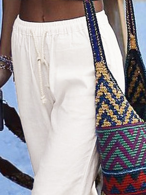 Plus Size Casual Loose Cotton Plain Pants