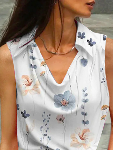 Casual Shawl Collar Loose Tank Top