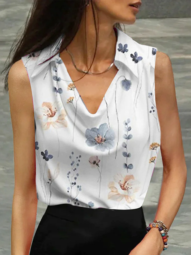 Casual Shawl Collar Loose Tank Top