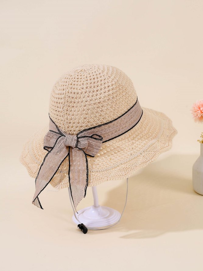 Holiday Straw Lace Bow Hat Beach Boho Women's Accessories