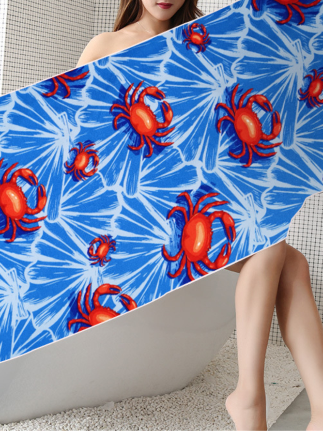 Ocean Crab Pattern Holiday Beach Towel Quick Dry Absorbent