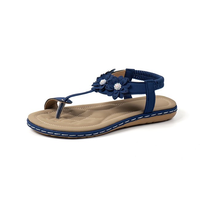 Appliques Decor Rhinestone Detail Toe Post Thong Sandals