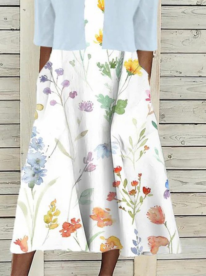 V Neck Floral Casual Two-Piece Set