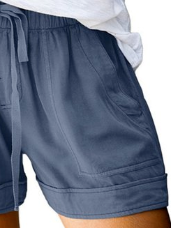 Plus Size Casual Pocket Stitching Loose Plain Shorts