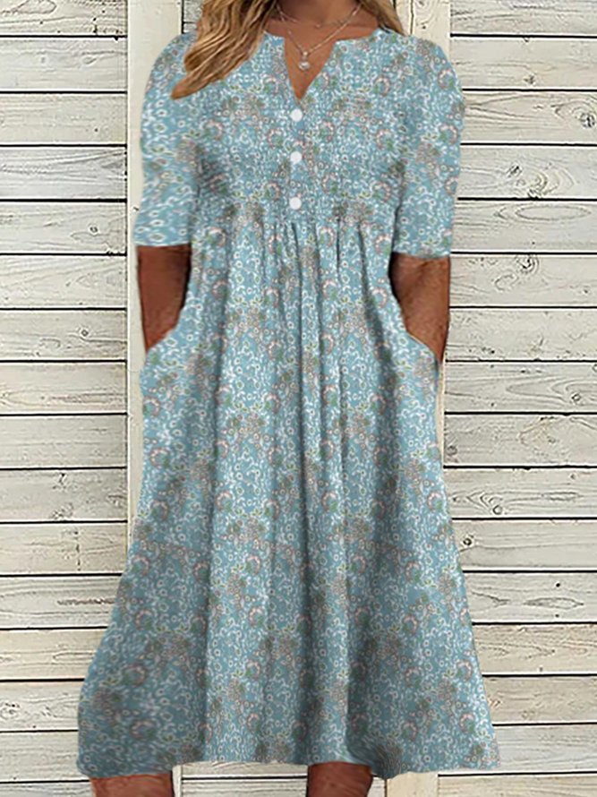 Plus Size Loose Floral Vacation Dress