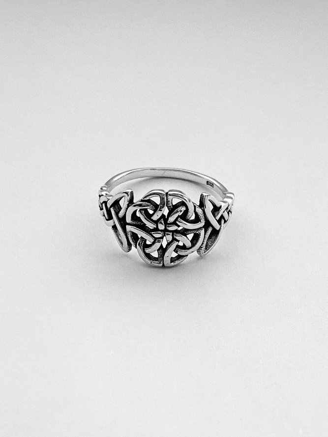 Casual Silver Ethnic Pattern Metal Ring Viking Vintage Women's Jewelry