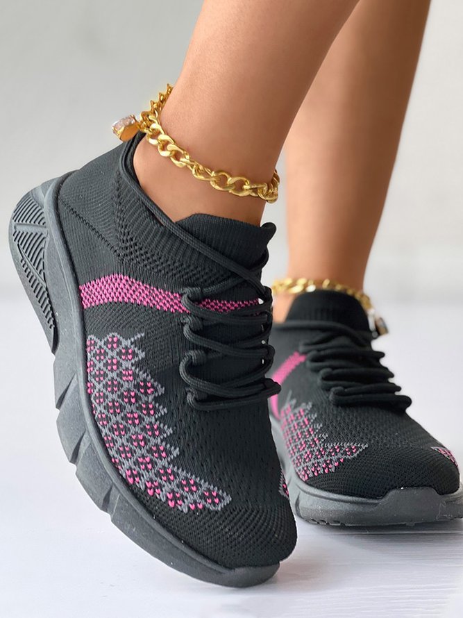 Breathable Contrast Lace-up Decor Sneakers