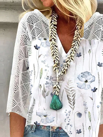 Floral Casual Notched Shirt
