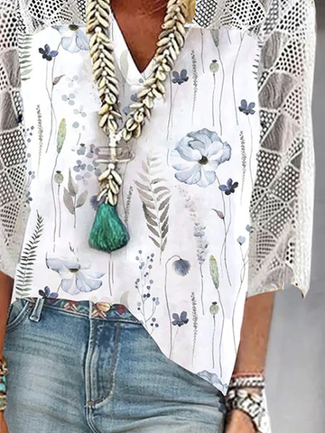 Floral Casual Notched Shirt
