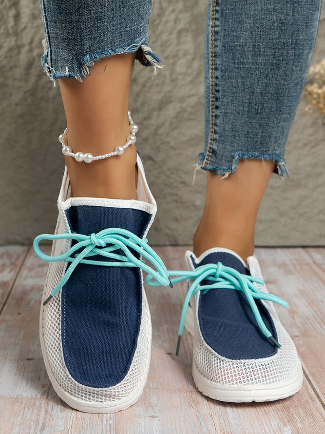 Breathable Hollow out Color Block Casual Boat Shoes