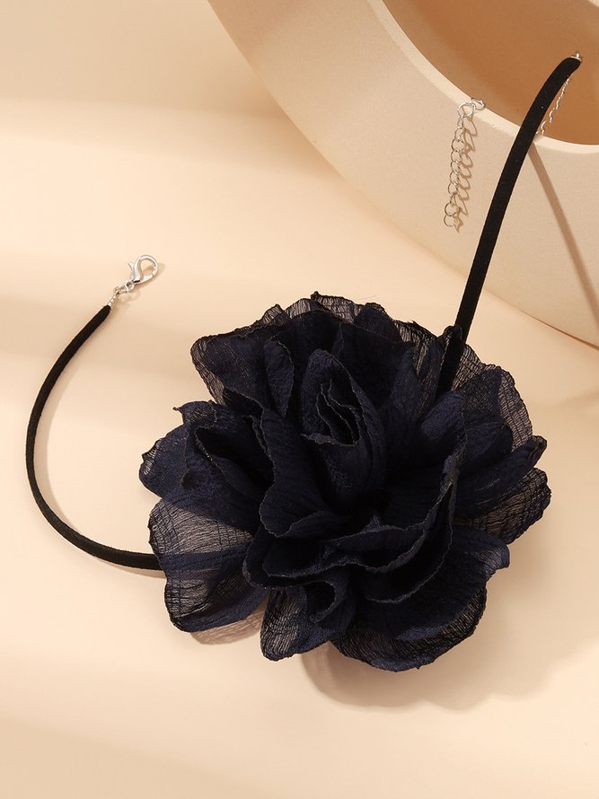 Elegant 3D Stereo Floral Leather Necklace Choker Wedding Party Women Jewelry